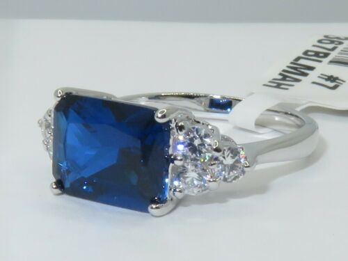 Jewellery Kingdom Emerald Cut Cubic Zirconia London Royal Ladies Sapphire Ring (Blue) - Rings - British D'sire Main image