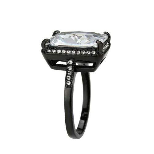 Jewellery Kingdom Emerald Cut Cubic Zirconia Ring (Black) - Jewelry Rings - British D'sire