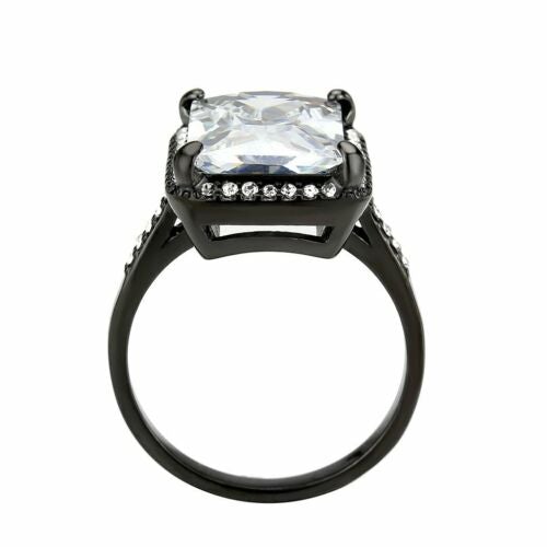 Jewellery Kingdom Emerald Cut Cubic Zirconia Ring (Black) - Jewelry Rings - British D'sire