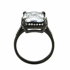 Jewellery Kingdom Emerald Cut Cubic Zirconia Ring (Black) - Jewelry Rings - British D'sire