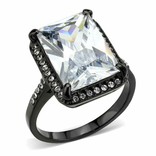 Jewellery Kingdom Emerald Cut Cubic Zirconia Ring (Black) - Jewelry Rings - British D'sire Main image