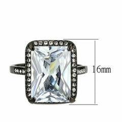 Jewellery Kingdom Emerald Cut Cubic Zirconia Ring (Black) - Jewelry Rings - British D'sire