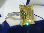 Jewellery Kingdom Emerald Cut Cubic Zirconia Stainless Steel 11CT Baguettes Ladies Citrine Ring - Jewelry Rings - British D'sire