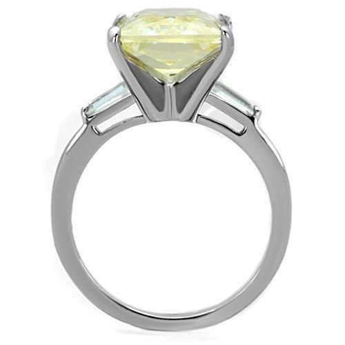 Jewellery Kingdom Emerald Cut Cubic Zirconia Stainless Steel 11CT Baguettes Ladies Citrine Ring - Jewelry Rings - British D'sire