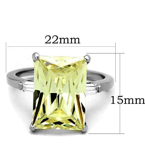 Jewellery Kingdom Emerald Cut Cubic Zirconia Stainless Steel 11CT Baguettes Ladies Citrine Ring - Jewelry Rings - British D'sire