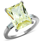 Jewellery Kingdom Emerald Cut Cubic Zirconia Stainless Steel 11CT Baguettes Ladies Citrine Ring - Jewelry Rings - British D'sire