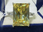 Jewellery Kingdom Emerald Cut Cubic Zirconia Stainless Steel 11CT Baguettes Ladies Citrine Ring - Jewelry Rings - British D'sire