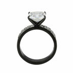 Jewellery Kingdom Emerald Cut Cubic Zirconia Stainless Steel Ring (Black) - Jewelry Rings - British D'sire