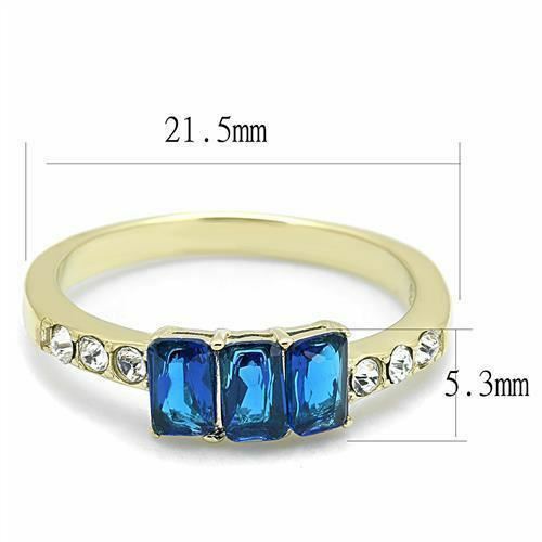 Jewellery Kingdom Emerald Cut CZ Dress Ladies Gold Sapphire Ring - Jewelry Rings - British D'sire