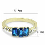 Jewellery Kingdom Emerald Cut CZ Dress Ladies Gold Sapphire Ring - Jewelry Rings - British D'sire
