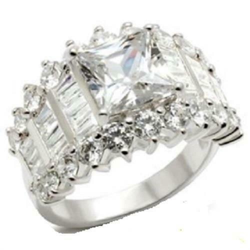 Jewellery Kingdom Emerald Cut Princess Sparkling Stamped Ladies Sterling Silver Ring - Jewelry Rings - British D'sire Main image