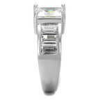 Jewellery Kingdom Emerald Cut Ring Ladies Cz Solitaire Accents Silver Stainless Steel 5 Carat - Jewelry Rings - British D'sire