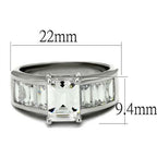 Jewellery Kingdom Emerald Cut Ring Ladies Cz Solitaire Accents Silver Stainless Steel 5 Carat - Jewelry Rings - British D'sire