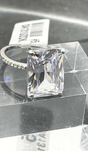 Jewellery Kingdom Emerald Cut Simulated Diamonds Stainless Steel 8 Carat Ring (Silver) - Jewelry Rings - British D'sire Main image