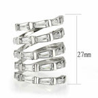 Jewellery Kingdom Emerald Cut Simulated Diamonds Stainless Steel Wide Ladies Silver Band Ring - Rings - British D'sire