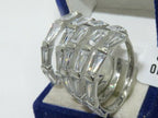 Jewellery Kingdom Emerald Cut Simulated Diamonds Stainless Steel Wide Ladies Silver Band Ring - Rings - British D'sire