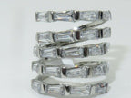 Jewellery Kingdom Emerald Cut Simulated Diamonds Stainless Steel Wide Ladies Silver Band Ring - Rings - British D'sire