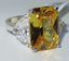 Jewellery Kingdom Emerald Cut Sterling Silver Three Stone CZ 14 CT Ladies Citrine Ring - Jewelry Rings - British D'sire