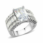 Jewellery Kingdom Emerald Cut Wide Cubic Zirconia Cz Princess Cut Ring (Silver) - Jewelry Rings - British D'sire