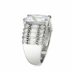 Jewellery Kingdom Emerald Cut Wide Cubic Zirconia Cz Princess Cut Ring (Silver) - Jewelry Rings - British D'sire
