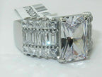 Jewellery Kingdom Emerald Cut Wide Cubic Zirconia Cz Princess Cut Ring (Silver) - Jewelry Rings - British D'sire