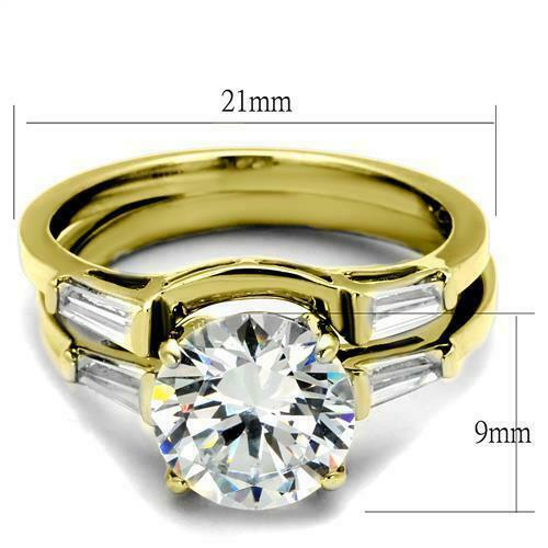 Jewellery Kingdom Emerald Cuts Engagement Wedding Band Set Solitaire 4 Carat Cz Ring (Gold) Secondary image