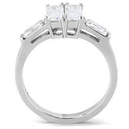 Jewellery Kingdom Emerald Double Cubic Zirconia Sparkling Stainless Steel Ladies Ring - Jewelry Rings - British D'sire