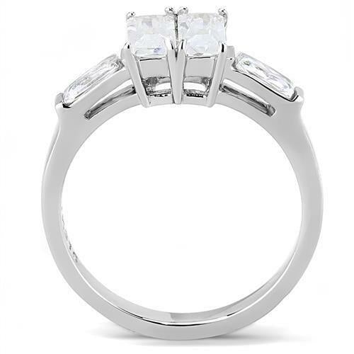 Jewellery Kingdom Emerald Double Cubic Zirconia Sparkling Stainless Steel Ladies Ring - Jewelry Rings - British D'sire