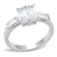 Jewellery Kingdom Emerald Double Cubic Zirconia Sparkling Stainless Steel Ladies Ring - Jewelry Rings - British D'sire