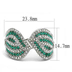 Jewellery Kingdom Emerald Ladies Cz Stainless Steel Silver Bow Dress Silver Ring (Green) - Jewelry Rings - British D'sire
