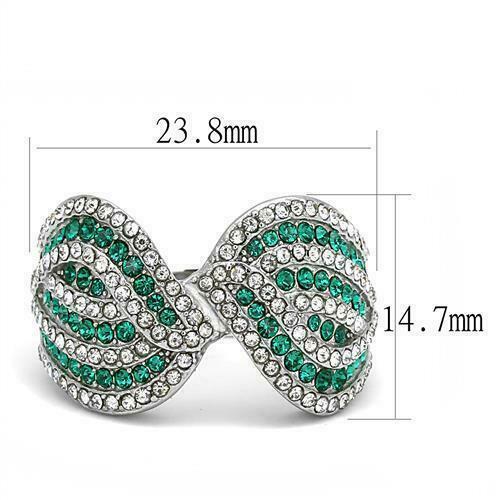 Jewellery Kingdom Emerald Ladies Cz Stainless Steel Silver Bow Dress Silver Ring (Green) - Jewelry Rings - British D'sire