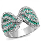 Jewellery Kingdom Emerald Ladies Cz Stainless Steel Silver Bow Dress Silver Ring (Green) - Jewelry Rings - British D'sire