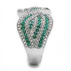 Jewellery Kingdom Emerald Ladies Cz Stainless Steel Silver Bow Dress Silver Ring (Green) - Jewelry Rings - British D'sire