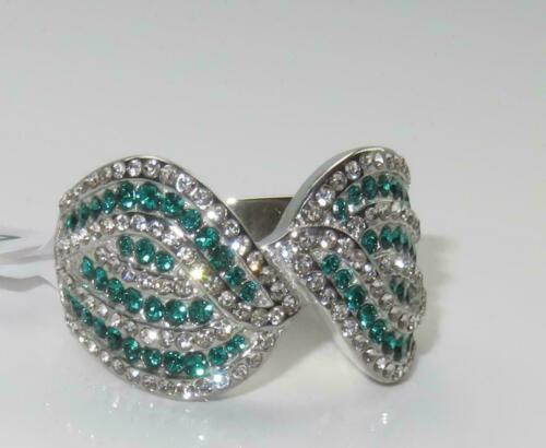 Jewellery Kingdom Emerald Ladies Cz Stainless Steel Silver Bow Dress Silver Ring (Green) - Jewelry Rings - British D'sire