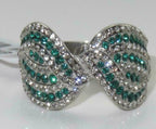 Jewellery Kingdom Emerald Ladies Cz Stainless Steel Silver Bow Dress Silver Ring (Green) - Jewelry Rings - British D'sire