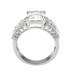 Jewellery Kingdom Emerald Princess Cut Stainless Steel Channel Cocktail Ladies Cubic Zirconia Ring (Silver) - Jewelry Rings - British D'sire