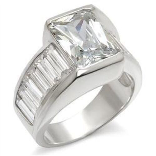 Jewellery Kingdom Emerald Silver Ladies 5 Carat Baguettes Sterling Silver Cz Bezel Ring - Jewelry Rings - British D'sire