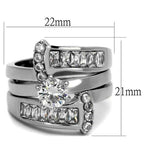 Jewellery Kingdom Emerald Simulated Diamond Guard Stainless Steel Engagement Ring Set (Silver) - Jewelry Rings - British D'sire