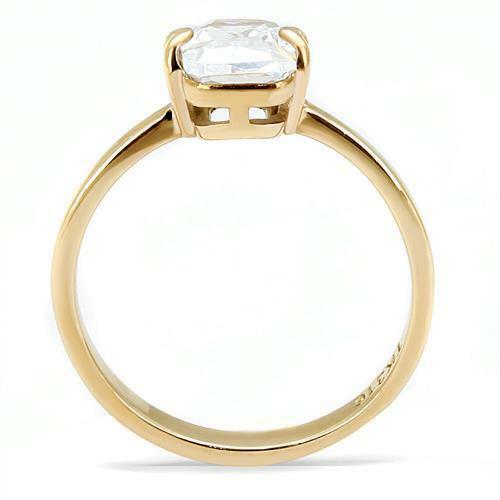 Jewellery Kingdom Emerald Solitaire 2ct Ladies Cubic Zirconia Rose Gold Engagement Ring - Engagement Rings - British D'sire