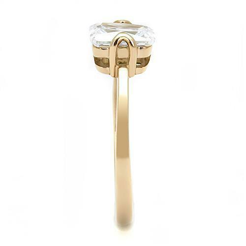 Jewellery Kingdom Emerald Solitaire 2ct Ladies Cubic Zirconia Rose Gold Engagement Ring - Engagement Rings - British D'sire