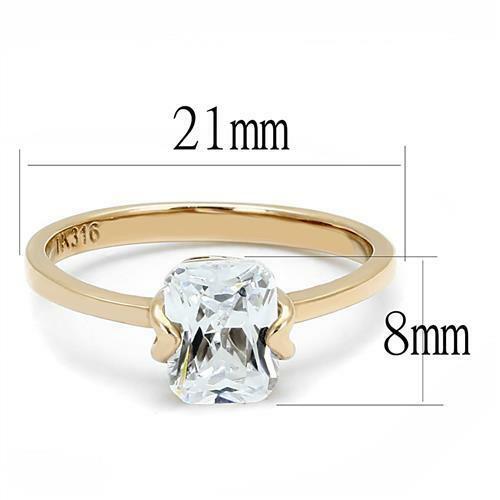 Women's emerald cut simulated diamond Solitaire rose gold engagement ring | Made on a stainless steel base by Jewellery kingdom Secondary image