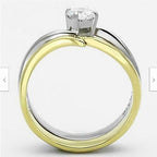 Jewellery Kingdom Engagement 1 Carat Solitaire Two Tone Gold Stainless Steel Ring Set - Rings - British D'sire