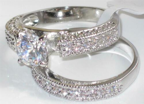 Jewellery Kingdom Engagement Cubic Zirconia 2 Carat Wedding Band Bridal Pcs Ring Set (Silver) - Jewelry Rings - British D'sire Main image