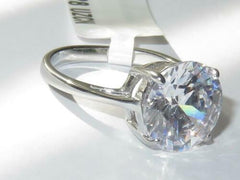 Jewellery Kingdom Engagement Round Solitaire Simulated Diamond Stainless Steel Ring (Silver) - Rings - British D'sire