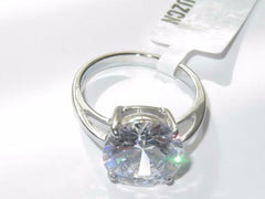 Jewellery Kingdom Engagement Round Solitaire Simulated Diamond Stainless Steel Ring (Silver) - Rings - British D'sire