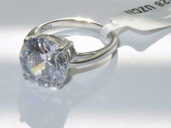 Jewellery Kingdom Engagement Round Solitaire Simulated Diamond Stainless Steel Ring (Silver) - Rings - British D'sire