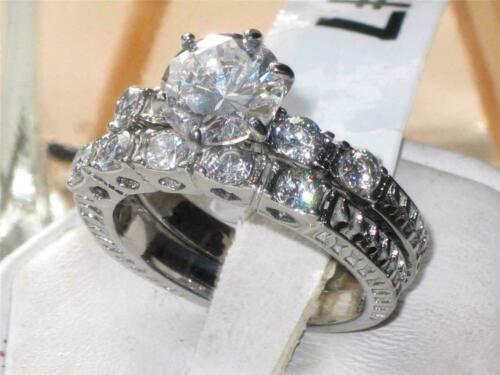 Jewellery Kingdom Engagement Set Cz Wedding Band Silver Stainless Steel Solitaire 3 Carat Silver Ring - Jewelry Rings - British D'sire Main image
