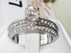 Jewellery Kingdom Engagement Set Wedding Band 2pcs Stainless Steel Cz 1 Carat Silver Ring - Jewelry Rings - British D'sire