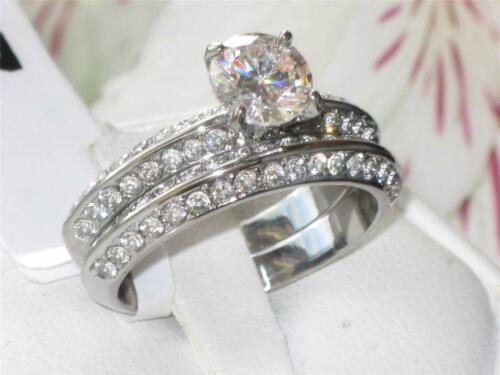 Jewellery Kingdom Engagement Set Wedding Band 2pcs Stainless Steel Cz 1 Carat Silver Ring - Jewelry Rings - British D'sire Main image