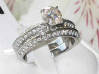 Jewellery Kingdom Engagement Set Wedding Band 2pcs Stainless Steel Cz 1 Carat Silver Ring - Jewelry Rings - British D'sire